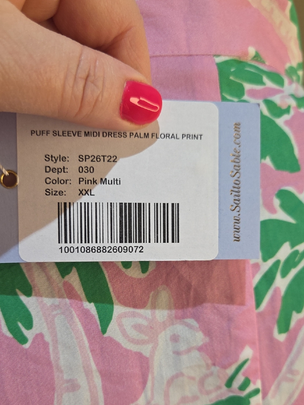 Nwt XXL STS SAIL TO SABLE Pink Palm-Print Maxi Dress with Mandarin Collar - Picture 4 of 17